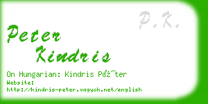 peter kindris business card